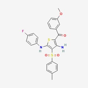 molecular formula C25H21FN2O4S2 B2894381 N2-(4-fluorophenyl)-5-(3-methoxybenzoyl)-3-(4-methylbenzenesulfonyl)thiophene-2,4-diamine CAS No. 1115520-22-3