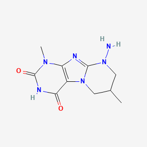 molecular formula C10H14N6O2 B2894385 9-amino-1,7-dimethyl-6,7,8,9-tetrahydropyrimido[2,1-f]purine-2,4(1H,3H)-dione CAS No. 1267499-09-1