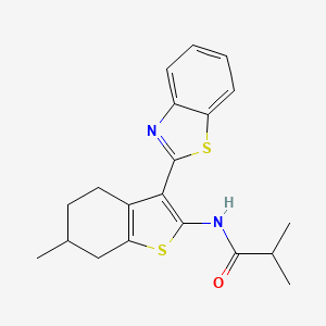 molecular formula C20H22N2OS2 B2894389 N-[3-(1,3-benzothiazol-2-yl)-6-methyl-4,5,6,7-tetrahydro-1-benzothiophen-2-yl]-2-methylpropanamide CAS No. 477544-50-6