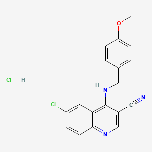 6-Chloro-4-((4-methoxybenzyl)amino)quinoline-3-carbonitrile hydrochloride