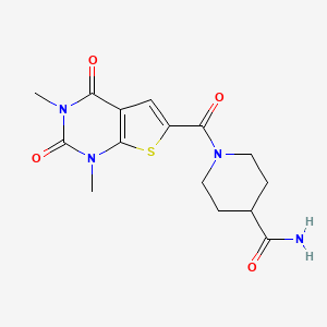 1-(1,3-Dimethyl-2,4-dioxo-1,2,3,4-tetrahydrothieno[2,3-d]pyrimidine-6-carbonyl)piperidine-4-carboxamide