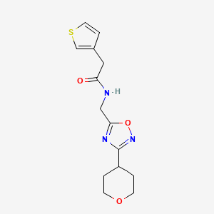 N-((3-(tetrahydro-2H-pyran-4-yl)-1,2,4-oxadiazol-5-yl)methyl)-2-(thiophen-3-yl)acetamide