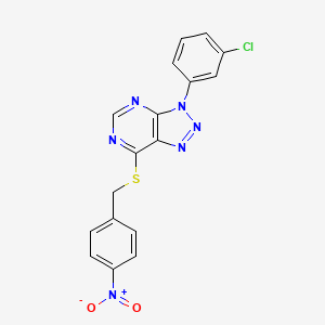 molecular formula C17H11ClN6O2S B2894430 3-(3-chlorophenyl)-7-{[(4-nitrophenyl)methyl]sulfanyl}-3H-[1,2,3]triazolo[4,5-d]pyrimidine CAS No. 941991-53-3