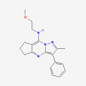molecular formula C19H22N4O B2894440 N-(2-methoxyethyl)-2-methyl-3-phenyl-6,7-dihydro-5H-cyclopenta[d]pyrazolo[1,5-a]pyrimidin-8-amine CAS No. 900283-10-5