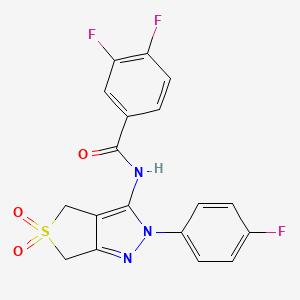 3,4-difluoro-N-[2-(4-fluorophenyl)-5,5-dioxo-4,6-dihydrothieno[3,4-c]pyrazol-3-yl]benzamide