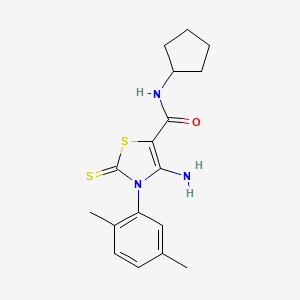 4-amino-N-cyclopentyl-3-(2,5-dimethylphenyl)-2-thioxo-2,3-dihydrothiazole-5-carboxamide