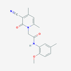 molecular formula C18H19N3O3 B2894461 2-(3-cyano-4,6-dimethyl-2-oxo-1,2-dihydropyridin-1-yl)-N-(2-methoxy-5-methylphenyl)acetamide CAS No. 915869-63-5