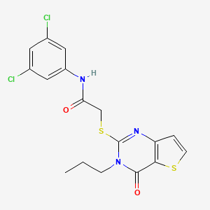 molecular formula C17H15Cl2N3O2S2 B2894464 N-(3,5-dichlorophenyl)-2-({4-oxo-3-propyl-3H,4H-thieno[3,2-d]pyrimidin-2-yl}sulfanyl)acetamide CAS No. 1252910-38-5