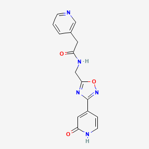 molecular formula C15H13N5O3 B2894471 N-((3-(2-oxo-1,2-dihydropyridin-4-yl)-1,2,4-oxadiazol-5-yl)methyl)-2-(pyridin-3-yl)acetamide CAS No. 2034268-51-2