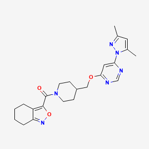 molecular formula C23H28N6O3 B2894483 3-[4-({[6-(3,5-dimethyl-1H-pyrazol-1-yl)pyrimidin-4-yl]oxy}methyl)piperidine-1-carbonyl]-4,5,6,7-tetrahydro-2,1-benzoxazole CAS No. 2380182-99-8