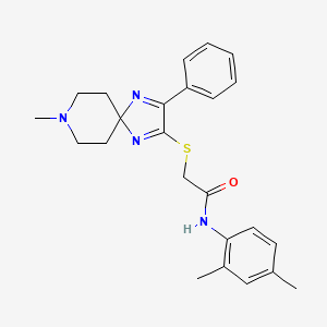 molecular formula C24H28N4OS B2894484 N-(2,4-dimethylphenyl)-2-((8-methyl-3-phenyl-1,4,8-triazaspiro[4.5]deca-1,3-dien-2-yl)thio)acetamide CAS No. 1189430-86-1