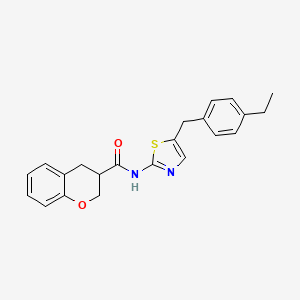 molecular formula C22H22N2O2S B2894488 N-{5-[(4-ETHYLPHENYL)METHYL]-1,3-THIAZOL-2-YL}-3,4-DIHYDRO-2H-1-BENZOPYRAN-3-CARBOXAMIDE CAS No. 924824-23-7