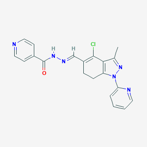 molecular formula C20H17ClN6O B289450 N'-[(E)-[4-CHLORO-3-METHYL-1-(PYRIDIN-2-YL)-6,7-DIHYDRO-1H-INDAZOL-5-YL]METHYLIDENE]PYRIDINE-4-CARBOHYDRAZIDE 