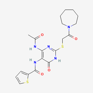 N-(4-acetamido-2-((2-(azepan-1-yl)-2-oxoethyl)thio)-6-oxo-1,6-dihydropyrimidin-5-yl)thiophene-2-carboxamide