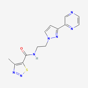 molecular formula C13H13N7OS B2894521 4-methyl-N-(2-(3-(pyrazin-2-yl)-1H-pyrazol-1-yl)ethyl)-1,2,3-thiadiazole-5-carboxamide CAS No. 2034547-77-6