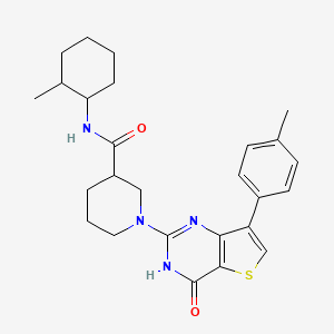 molecular formula C26H32N4O2S B2894522 N-(2-methylcyclohexyl)-1-[7-(4-methylphenyl)-4-oxo-3,4-dihydrothieno[3,2-d]pyrimidin-2-yl]piperidine-3-carboxamide CAS No. 1242878-90-5