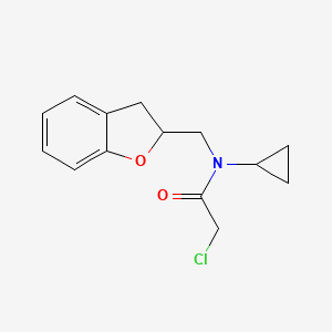 molecular formula C14H16ClNO2 B2894523 2-Chloro-N-cyclopropyl-N-(2,3-dihydro-1-benzofuran-2-ylmethyl)acetamide CAS No. 2411248-09-2