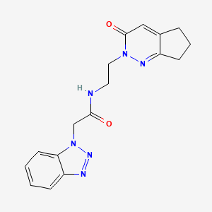molecular formula C17H18N6O2 B2894526 2-(1H-benzo[d][1,2,3]triazol-1-yl)-N-(2-(3-oxo-3,5,6,7-tetrahydro-2H-cyclopenta[c]pyridazin-2-yl)ethyl)acetamide CAS No. 2097858-57-4