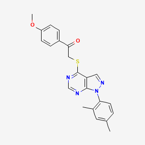 molecular formula C22H20N4O2S B2894536 2-[1-(2,4-Dimethylphenyl)pyrazolo[3,4-d]pyrimidin-4-yl]sulfanyl-1-(4-methoxyphenyl)ethanone CAS No. 893930-83-1