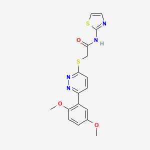 molecular formula C17H16N4O3S2 B2894557 2-((6-(2,5-dimethoxyphenyl)pyridazin-3-yl)thio)-N-(thiazol-2-yl)acetamide CAS No. 899740-51-3
