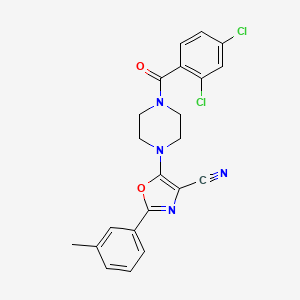 molecular formula C22H18Cl2N4O2 B2894564 5-(4-(2,4-Dichlorobenzoyl)piperazin-1-yl)-2-(m-tolyl)oxazole-4-carbonitrile CAS No. 946277-90-3