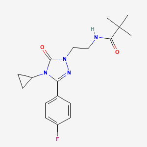 molecular formula C18H23FN4O2 B2894566 N-{2-[4-cyclopropyl-3-(4-fluorophenyl)-5-oxo-4,5-dihydro-1H-1,2,4-triazol-1-yl]ethyl}-2,2-dimethylpropanamide CAS No. 2309553-36-2