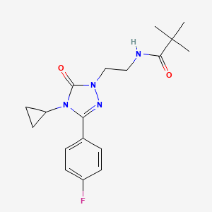molecular formula C18H23FN4O2 B2894566 N-(2-(4-cyclopropyl-3-(4-fluorophenyl)-5-oxo-4,5-dihydro-1H-1,2,4-triazol-1-yl)ethyl)pivalamide CAS No. 2309553-36-2