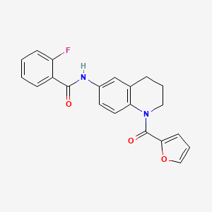 B2894569 2-fluoro-N-[1-(2-furoyl)-1,2,3,4-tetrahydroquinolin-6-yl]benzamide CAS No. 1005298-41-8