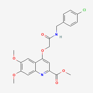 molecular formula C22H21ClN2O6 B2894570 Methyl 4-({[(4-chlorophenyl)methyl]carbamoyl}methoxy)-6,7-dimethoxyquinoline-2-carboxylate CAS No. 1359509-63-9