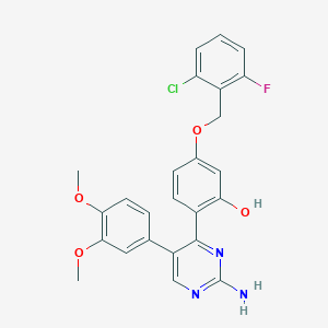 molecular formula C25H21ClFN3O4 B2894571 2-(2-Amino-5-(3,4-dimethoxyphenyl)pyrimidin-4-yl)-5-((2-chloro-6-fluorobenzyl)oxy)phenol CAS No. 898920-64-4