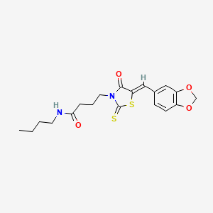 molecular formula C19H22N2O4S2 B2894578 (Z)-4-(5-(benzo[d][1,3]dioxol-5-ylmethylene)-4-oxo-2-thioxothiazolidin-3-yl)-N-butylbutanamide CAS No. 681817-23-2