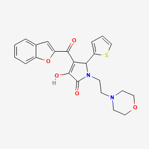molecular formula C23H22N2O5S B2894580 4-(benzofuran-2-carbonyl)-3-hydroxy-1-(2-morpholinoethyl)-5-(thiophen-2-yl)-1H-pyrrol-2(5H)-one CAS No. 618365-90-5