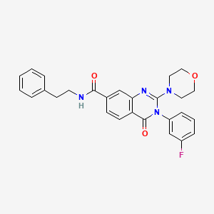 molecular formula C27H25FN4O3 B2894581 3-(3-fluorophenyl)-2-morpholino-4-oxo-N-phenethyl-3,4-dihydroquinazoline-7-carboxamide CAS No. 1207048-43-8