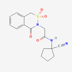 molecular formula C16H17N3O4S B2894586 N-(1-cyanocyclopentyl)-2-(2,2,4-trioxo-3,4-dihydro-1H-2lambda6,3-benzothiazin-3-yl)acetamide CAS No. 1252158-08-9