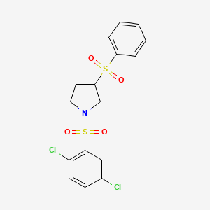 molecular formula C16H15Cl2NO4S2 B2894588 1-((2,5-Dichlorophenyl)sulfonyl)-3-(phenylsulfonyl)pyrrolidine CAS No. 1448054-94-1