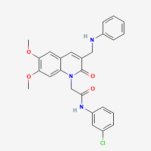 molecular formula C26H24ClN3O4 B2894589 2-[3-(anilinomethyl)-6,7-dimethoxy-2-oxoquinolin-1(2H)-yl]-N-(3-chlorophenyl)acetamide CAS No. 899965-27-6