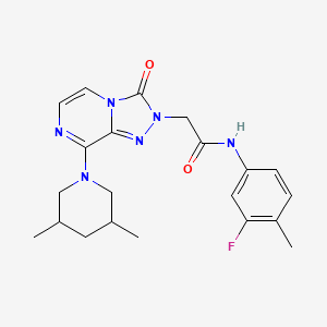 molecular formula C21H25FN6O2 B2894590 2-(8-(3,5-dimethylpiperidin-1-yl)-3-oxo-[1,2,4]triazolo[4,3-a]pyrazin-2(3H)-yl)-N-(3-fluoro-4-methylphenyl)acetamide CAS No. 1251626-95-5