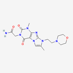 molecular formula C17H23N7O4 B2894591 2-(1,7-dimethyl-8-(2-morpholinoethyl)-2,4-dioxo-1H-imidazo[2,1-f]purin-3(2H,4H,8H)-yl)acetamide CAS No. 938894-48-5