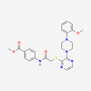 molecular formula C25H27N5O4S B2894602 Methyl 4-(2-((3-(4-(2-methoxyphenyl)piperazin-1-yl)pyrazin-2-yl)thio)acetamido)benzoate CAS No. 1115931-98-0
