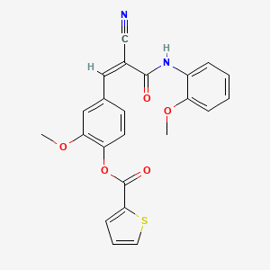 molecular formula C23H18N2O5S B2894604 [4-[(Z)-2-Cyano-3-(2-methoxyanilino)-3-oxoprop-1-enyl]-2-methoxyphenyl] thiophene-2-carboxylate CAS No. 895510-98-2