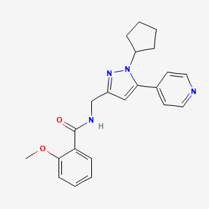 N-((1-cyclopentyl-5-(pyridin-4-yl)-1H-pyrazol-3-yl)methyl)-2-methoxybenzamide