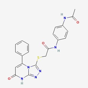 molecular formula C21H18N6O3S B2894616 N-(4-acetamidophenyl)-2-({7-oxo-5-phenyl-7H,8H-[1,2,4]triazolo[4,3-a]pyrimidin-3-yl}sulfanyl)acetamide CAS No. 894997-90-1
