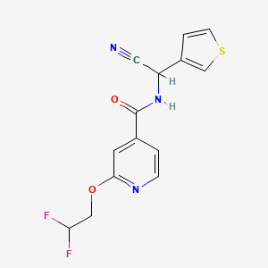 molecular formula C14H11F2N3O2S B2894627 N-[Cyano(thiophen-3-YL)methyl]-2-(2,2-difluoroethoxy)pyridine-4-carboxamide CAS No. 1465376-14-0