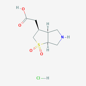 molecular formula C8H14ClNO4S B2894652 2-[(3S,3As,6aS)-1,1-dioxo-3,3a,4,5,6,6a-hexahydro-2H-thieno[2,3-c]pyrrol-3-yl]acetic acid;hydrochloride CAS No. 2138055-74-8
