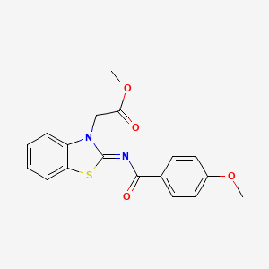 molecular formula C18H16N2O4S B2894659 (Z)-methyl 2-(2-((4-methoxybenzoyl)imino)benzo[d]thiazol-3(2H)-yl)acetate CAS No. 865197-60-0