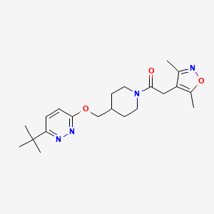 molecular formula C21H30N4O3 B2894662 1-(4-{[(6-Tert-butylpyridazin-3-yl)oxy]methyl}piperidin-1-yl)-2-(3,5-dimethyl-1,2-oxazol-4-yl)ethan-1-one CAS No. 2309185-72-4