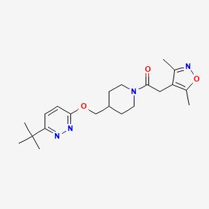 molecular formula C21H30N4O3 B2894662 1-[4-[(6-Tert-butylpyridazin-3-yl)oxymethyl]piperidin-1-yl]-2-(3,5-dimethyl-1,2-oxazol-4-yl)ethanone CAS No. 2309185-72-4