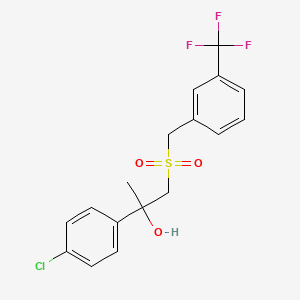 molecular formula C17H16ClF3O3S B2894663 2-(4-Chlorophenyl)-1-{[3-(trifluoromethyl)benzyl]sulfonyl}-2-propanol CAS No. 339276-81-2