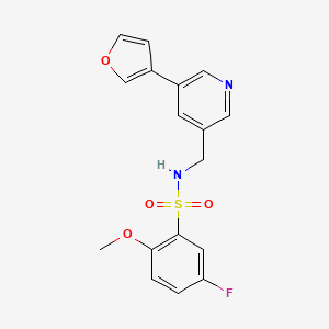 molecular formula C17H15FN2O4S B2894664 5-fluoro-N-((5-(furan-3-yl)pyridin-3-yl)methyl)-2-methoxybenzenesulfonamide CAS No. 2034499-21-1