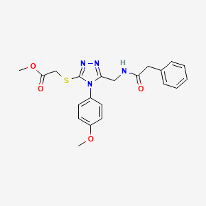 molecular formula C21H22N4O4S B2894667 methyl 2-{[4-(4-methoxyphenyl)-5-[(2-phenylacetamido)methyl]-4H-1,2,4-triazol-3-yl]sulfanyl}acetate CAS No. 689746-76-7